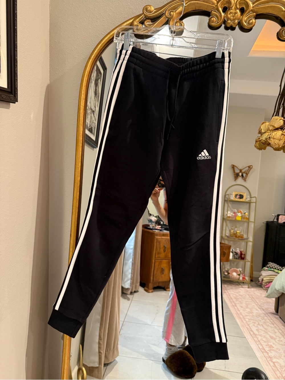 Adidas Black Three-Stripe Track Pants
